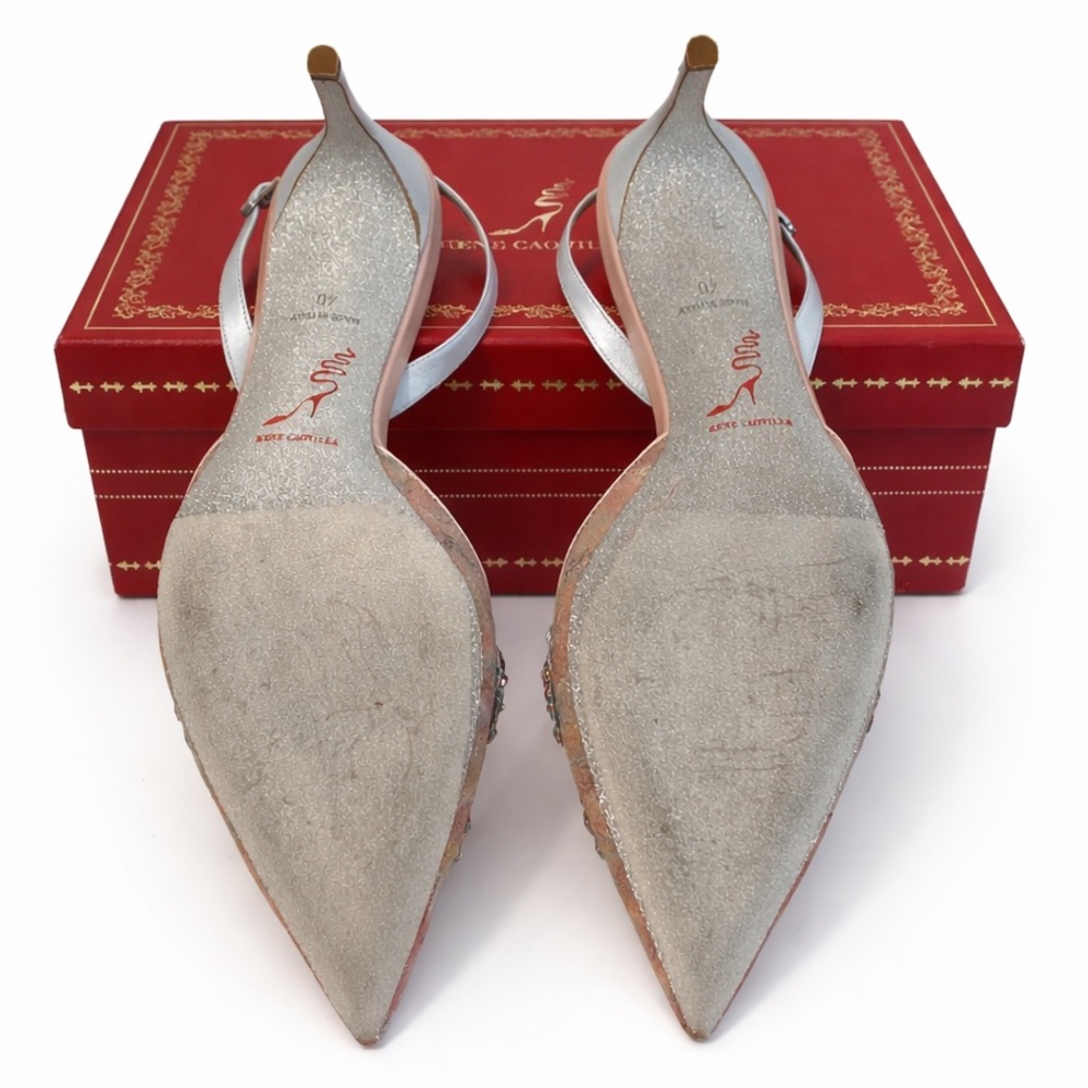 Rene Caovilla • “Veneziana” Rainbow Lace Sling Back Heels - Picture 13 of 17